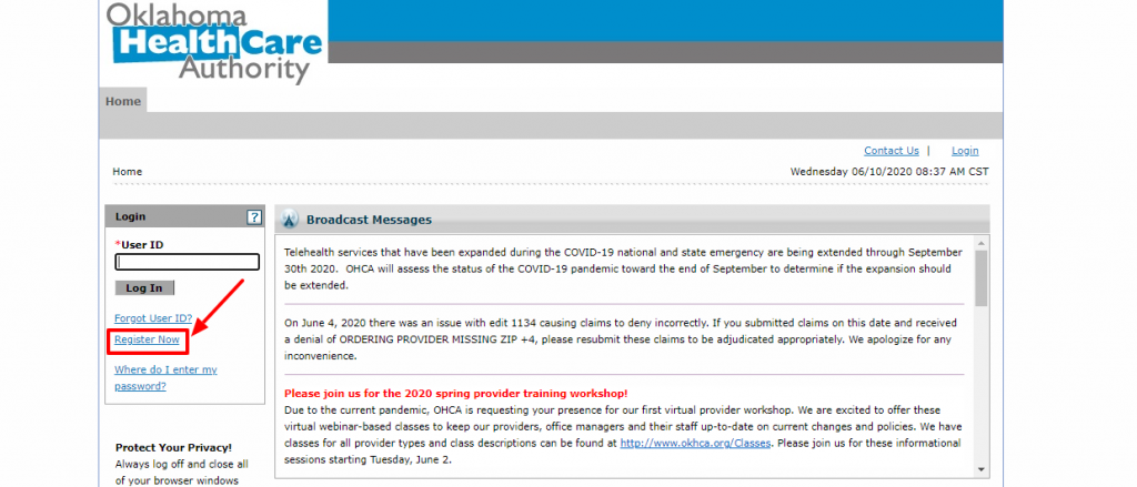How to Login into the Oklahoma Health Care Policy Portal