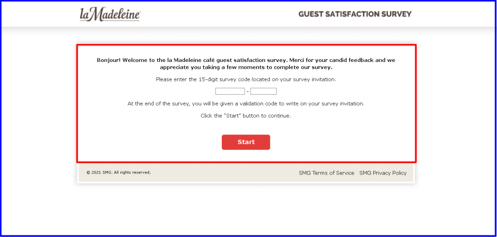 La Madeleine Café Guest Satisfaction Survey