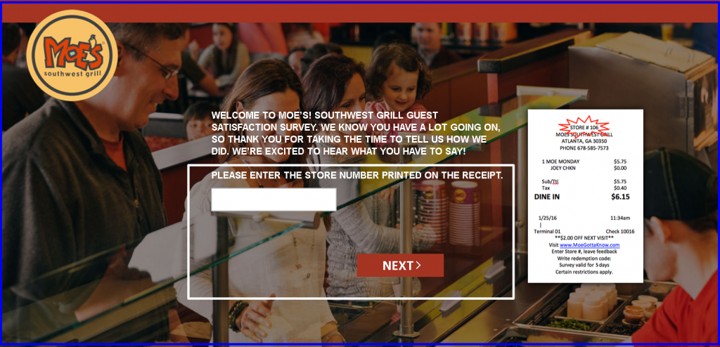 Moe’s Southwest Grill Guest Satisfaction Survey